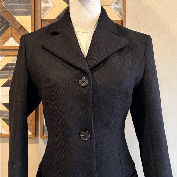 COS Black Long Wool Blend Button Front Dress Coat size 2 - Picture 2 of 13